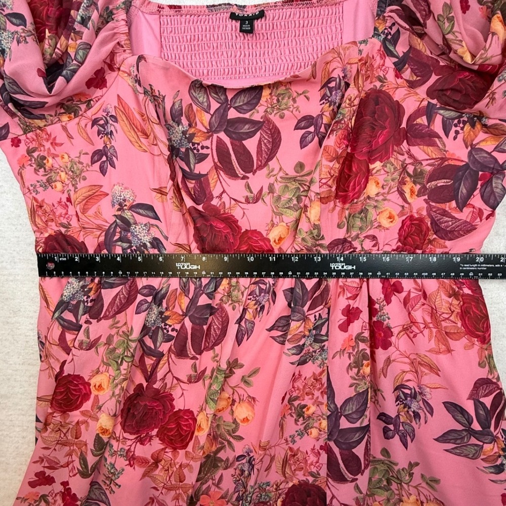Torrid Pink Floral Dress Smocked Puff Sleeve Plus 3 3X romantic cottagecore - Picture 4 of 13